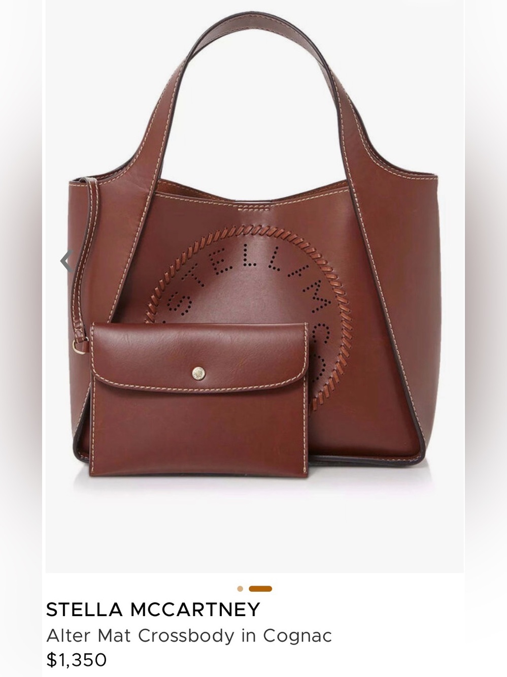 Stella McCartney Alter Mat Crossbody Cognac Perforated Logo Tote with Pouch